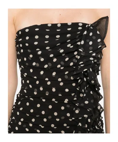 Nina Ricci Knee Length Strapless Dress With Ruffled Detailing In Multicolour