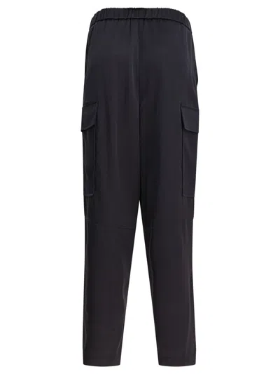Semper Grey Polyester Trousers In Blue