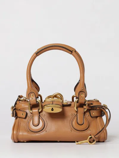 Chloé Paddington Brown Handbag With Two Top Handles And Padlock On The Front In Leather Woman In Brown