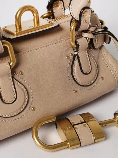 Chloé Paddington Pink Handbag With Two Top Handles And Padlock On The Front In Leather Woman In Neutral