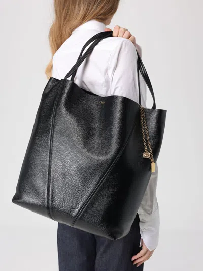 Chloé Borsa Shopping Spin Piccola In Pelle Nera Donna In Black