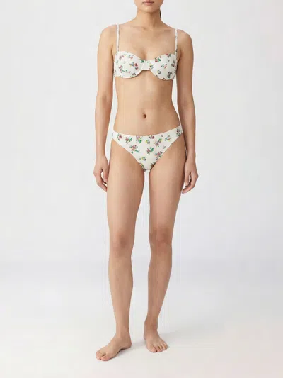 Tory Burch Printed Stretch Nylon Bikini Bottom In White