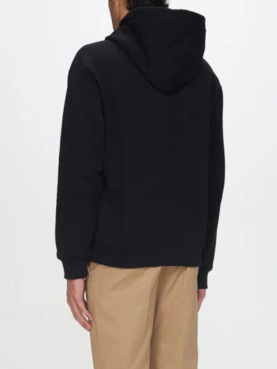 Gucci Men Black Sweatshirt With Hood With Drawstring And Front Logo In Cotton Man In Black