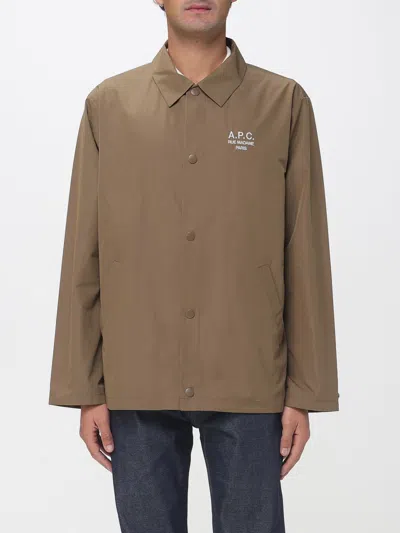 A.p.c. Snap Button Cotton-blend Classic Jacket In Green