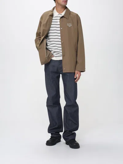 A.p.c. Snap Button Cotton-blend Classic Jacket In Green