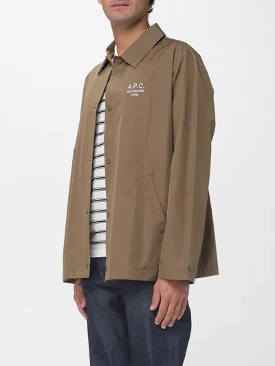 A.p.c. Snap Button Cotton-blend Classic Jacket In Green