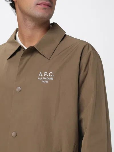 A.p.c. Snap Button Cotton-blend Classic Jacket In Green