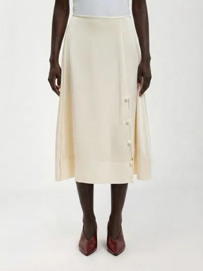 Jil Sander Beige Solid Flared Midi Skirt In Neutral