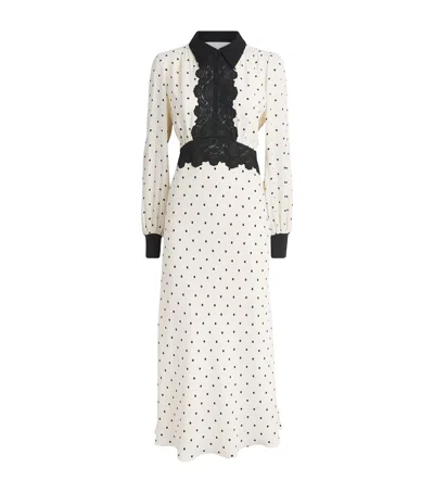 Me+em Winter Polka Dot Lace Trim Maxi Dress Cream Black In White