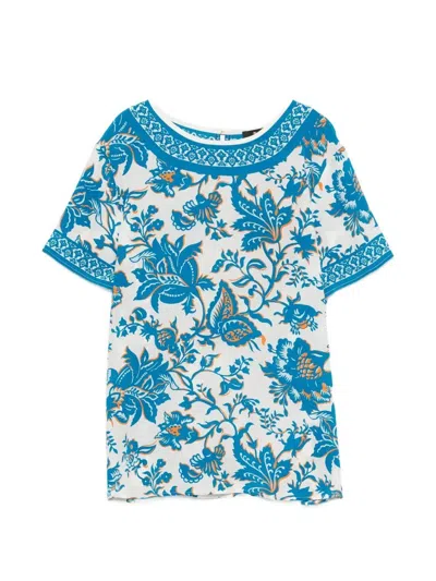 Etro Pattern-printed Short-sleeved Top In Blue