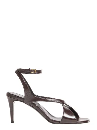 Khaite Liria Leather Crisscross Wrap Ankle-strap Sandals In Brown