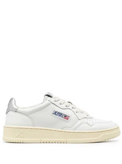 Autry Low-top Sneakers With Perforated Detailing And Metallic Accents In White