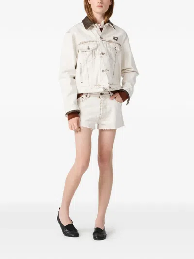 Miu Miu Jacket Contrast Collar Long Sleeves Chest Pockets In Transparent