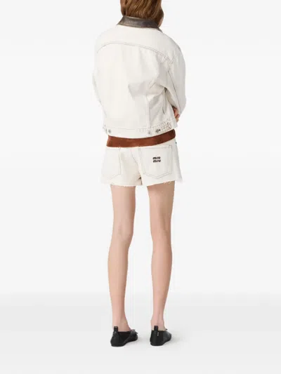 Miu Miu Jacket Contrast Collar Long Sleeves Chest Pockets In Transparent
