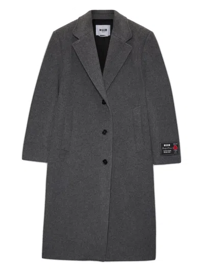 Msgm Single-breasted Coat In Gray