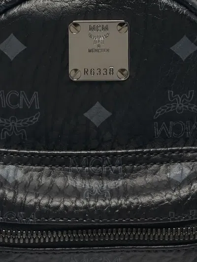 Pre-owned Mcm Stark Monogram Studded Backpack In Black