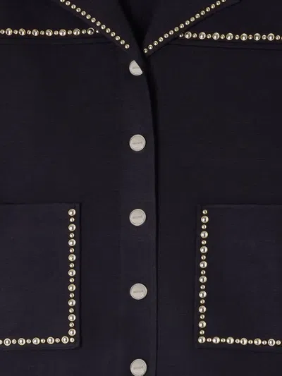 Sandro Studded Blazer Collar Cardigan In Black