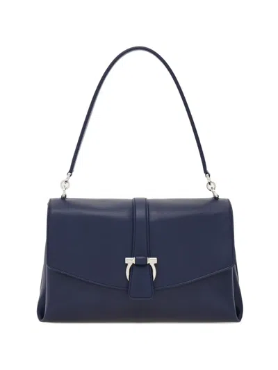 Ferragamo Front-flap Shoulder Bag In Blue