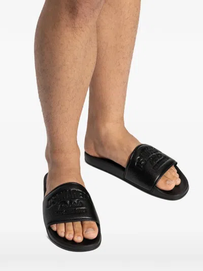 Dsquared2 Debossed Sliders In Black