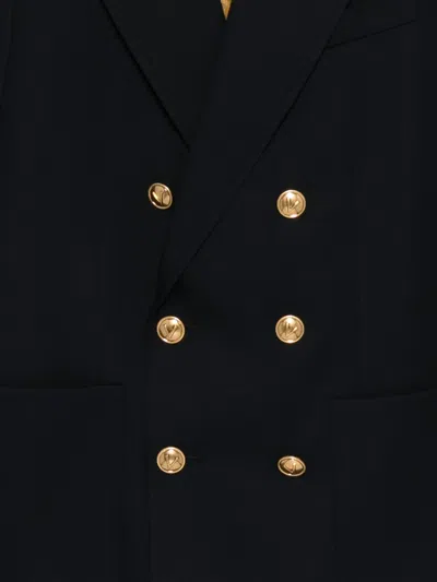Valentino Double-breasted Wool Coat In Blue