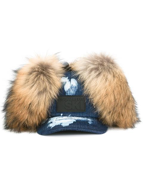 dsquared cap with fur