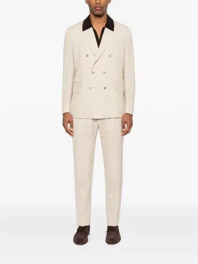 Eleventy Double-breasted Suit In Neutral