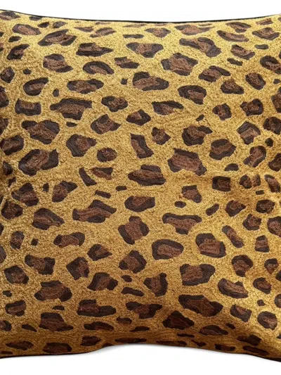 Les-ottomans Leopard-pattern Cushion In Yellow