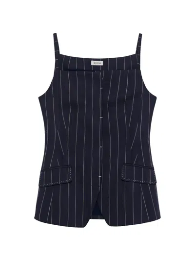 Simkhai Edie Square Neck Top In Midnight Stripe In Blue