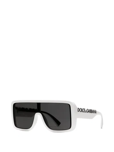 Dolce & Gabbana Logo Rectangle-frame Sunglasses In White