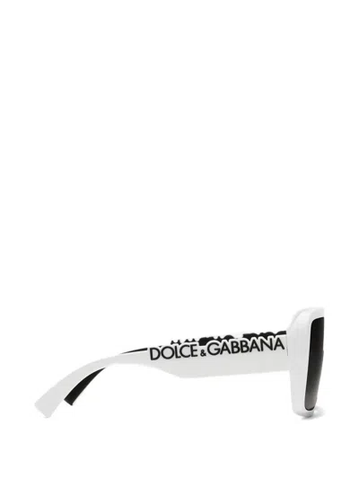Dolce & Gabbana Logo Rectangle-frame Sunglasses In White