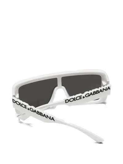Dolce & Gabbana Logo Rectangle-frame Sunglasses In White