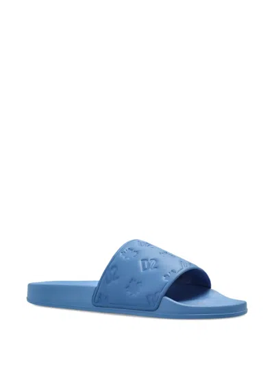 Dsquared2 Debossed Slides In Blue