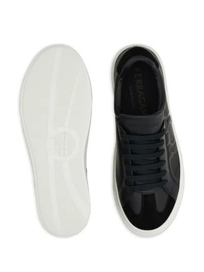 Ferragamo Low Top Sneaker With Gancini Ornament In Black