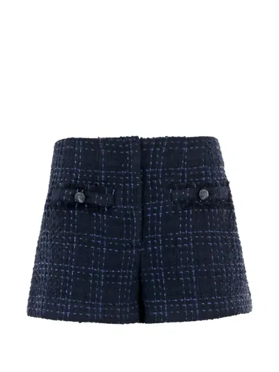 Veronica Beard Gershwin Button Check Shorts In Blue