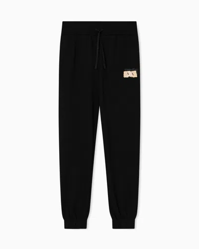 Armani Exchange Logo-patch Drawstring Track Pants In Black