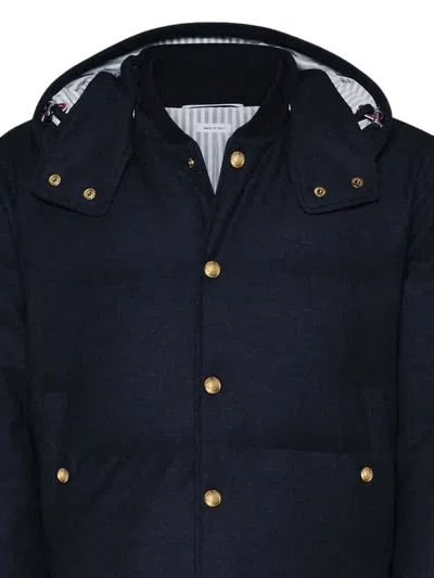 Thom Browne Blue Hooded Jacket In Blue