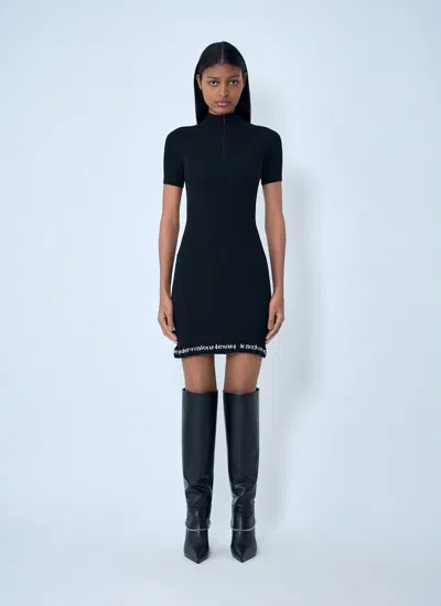 Alexander Wang Ribbed Short-sleeve Fitted Dress Clothing In Black