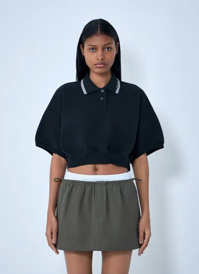 Alexander Wang Women Cropped Cotton Polo Shirt In Black