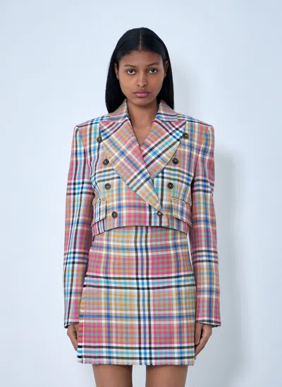 Vivienne Westwood Long Sleeve Cut Off Jacket Heather Check 44 Women In Multi