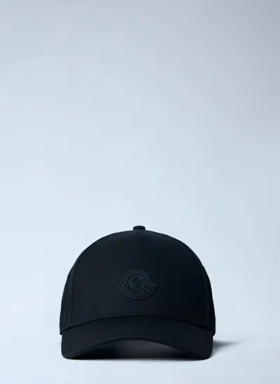 Moncler Black Baseball Cap With Logo Patch In Black