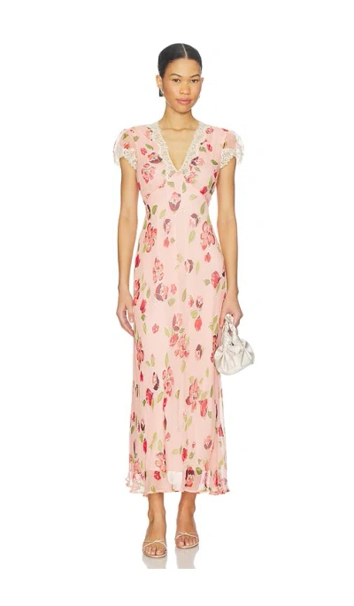 Rixo London Womens Kimmie Floral Pink Clarice Floral-print Chiffon Midi Dress In Multi