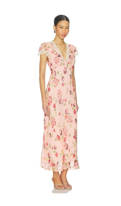 Rixo London Womens Kimmie Floral Pink Clarice Floral-print Chiffon Midi Dress In Multi