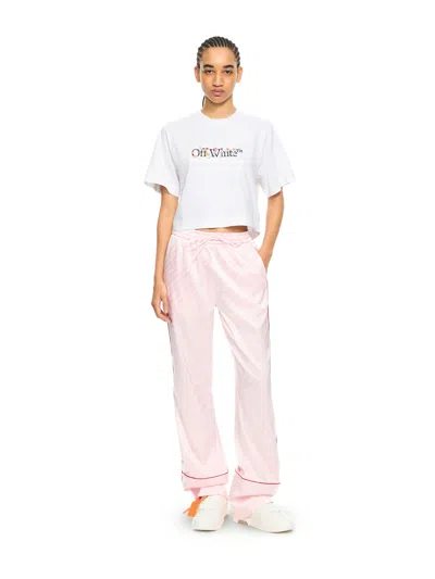 Off-white Floral Graphic Cropped Crew Neck Top In White