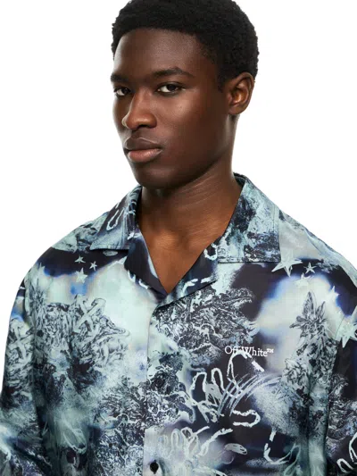 Off-white Multicolor Viscose Pattern Shirt In Blue