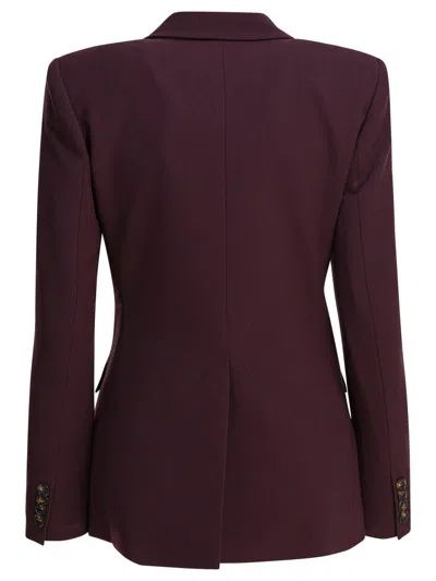 Semper Double Breasted Blazer Jacket In Burgundy