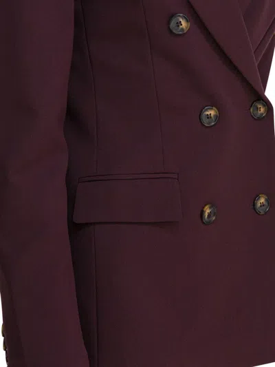 Semper Double Breasted Blazer Jacket In Burgundy