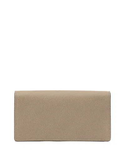 Valextra Chain Strap Rectangular Clutch With Textured Finish In Brown