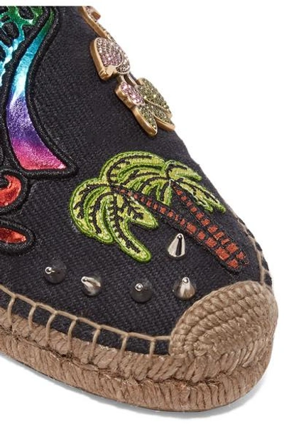 Marc Jacobs Sienna Embellished Appliquéd Canvas Espadrilles