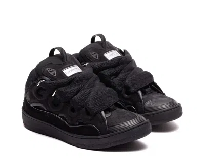 Lanvin Dark Blue Curb Sneakers In Black