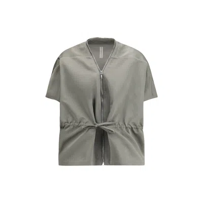 Rick Owens Bicolor Polyester Sleveless Jacket In Gray